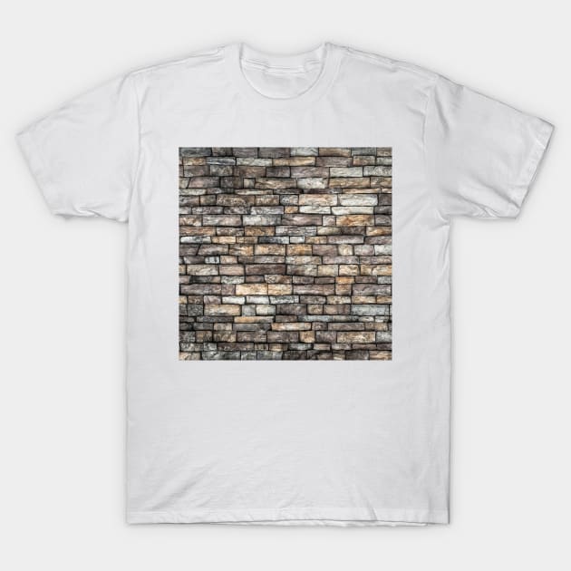 Stone Wall Slabwork in Grey Beige Granite T-Shirt by podartist